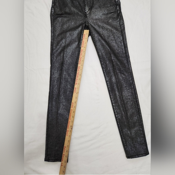 White House Black Market Gunmetal Foil Skinny Shimmer Jeans Size 0 - Picture 6 of 8